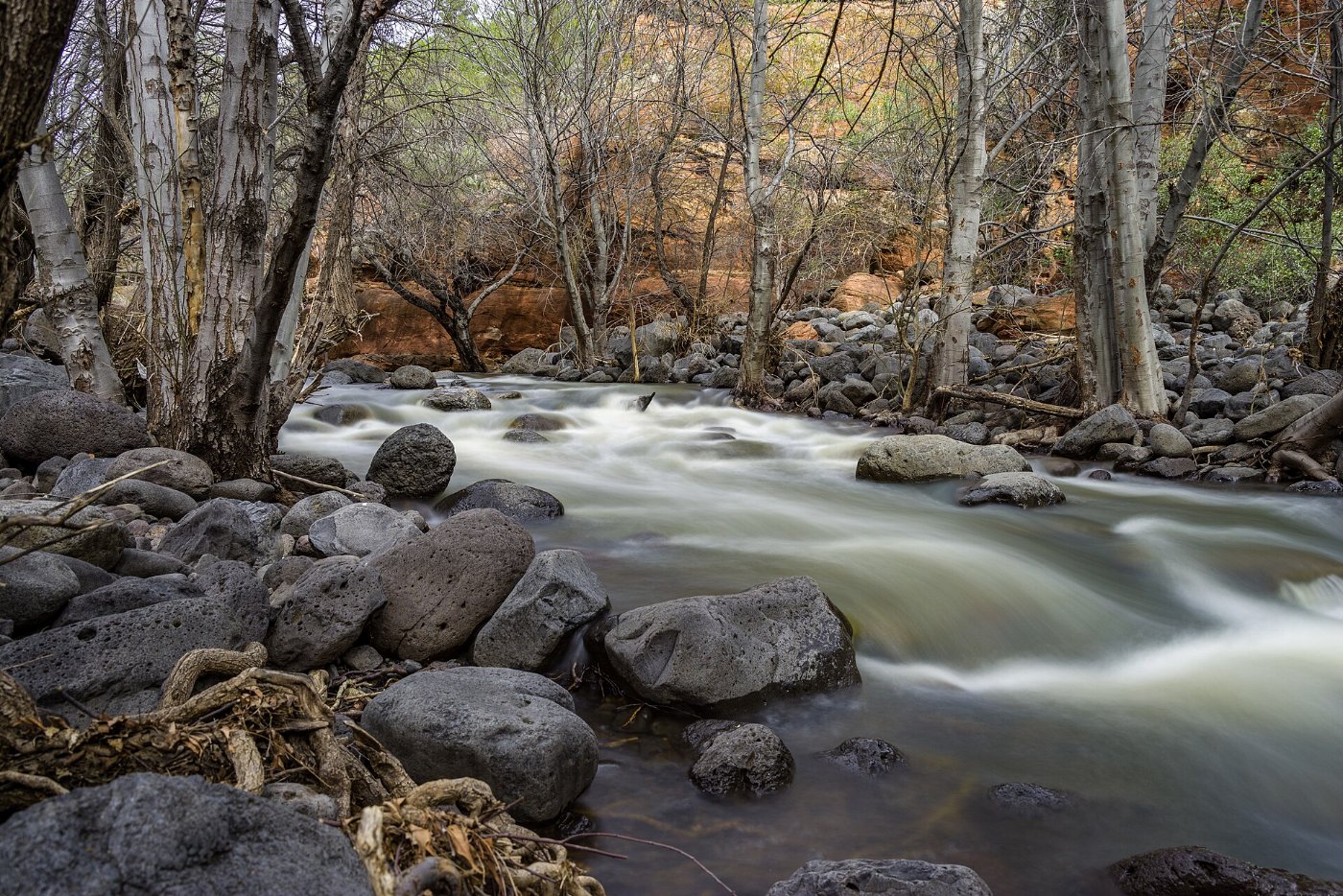 Clear water flowing from among rocks