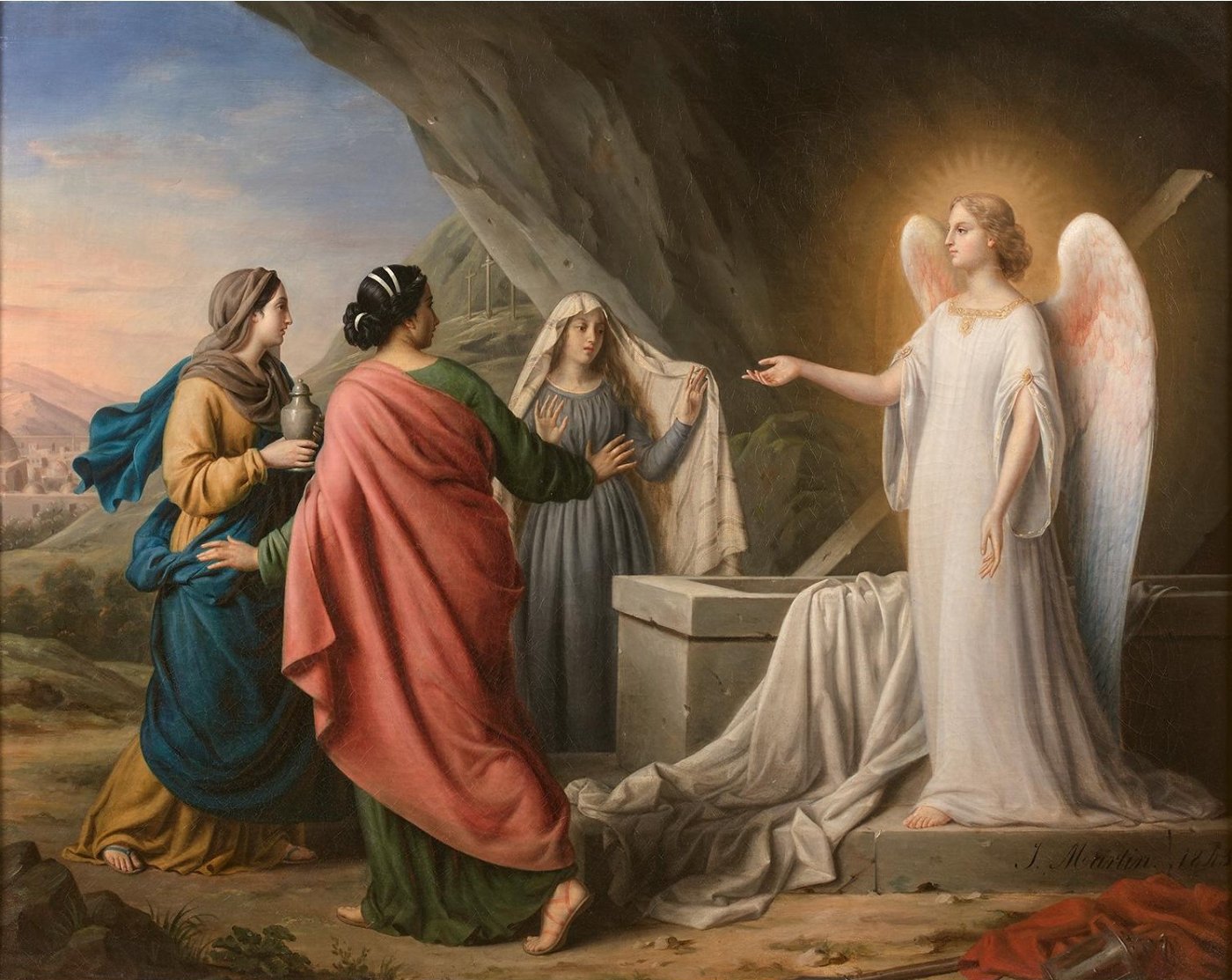 The women at the empty tomb, met by an angel